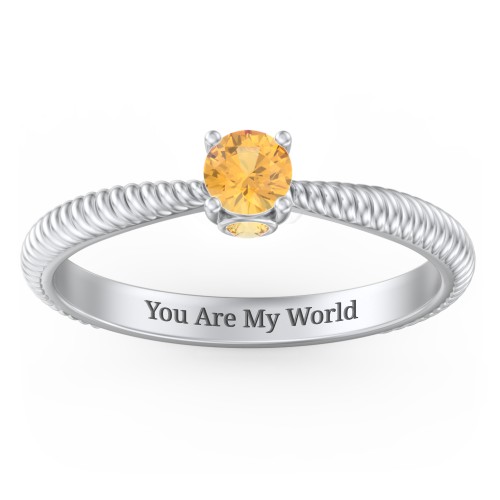1/4 ct. Round Gemstone Peek-A-Boo Engagement Ring with Twisted Rope Band