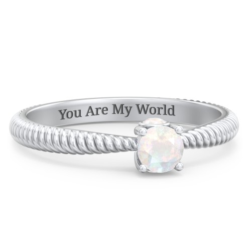 1/4 ct. Round Gemstone Peek-A-Boo Engagement Ring with Twisted Rope Band