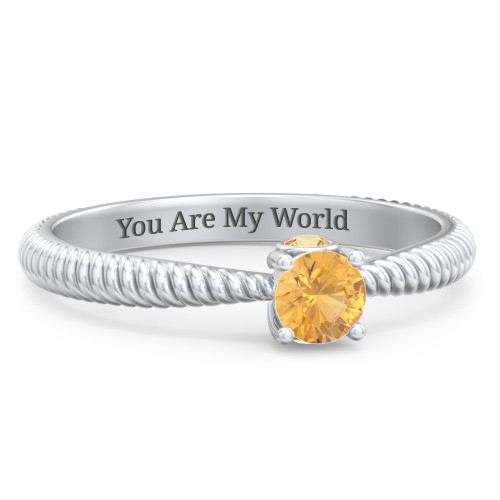 1/4 ct. Round Gemstone Peek-A-Boo Engagement Ring with Twisted Rope Band