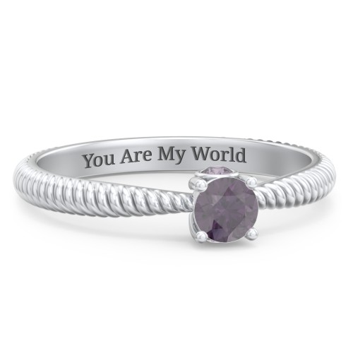 1/4 ct. Round Gemstone Peek-A-Boo Engagement Ring with Twisted Rope Band