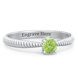 1/4 ct. Round Gemstone Peek-A-Boo Engagement Ring with Twisted Rope Band in 925 Sterling Silver with Peridot
