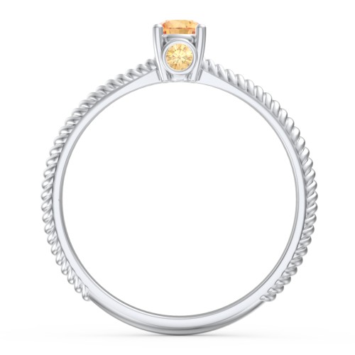 1/4 ct. Round Gemstone Peek-A-Boo Engagement Ring with Twisted Rope Band – Sterling Silver with Citrine