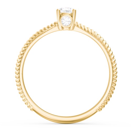 1/4 ct. Round Gemstone Peek-A-Boo Engagement Ring with Twisted Rope Band – 9kt Yellow Gold with White Sapphire and Cubic Zirconia