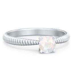1/2 ct. Round Gemstone Engagement Ring with Twisted Rope Band
