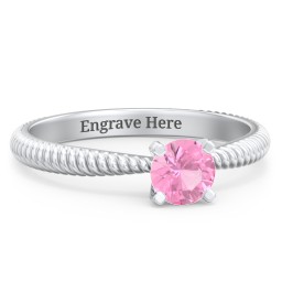 1/2 ct. Round Gemstone Engagement Ring with Twisted Rope Band