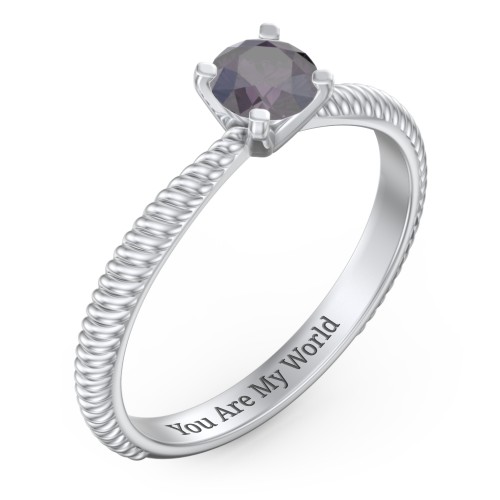 1/2 ct. Round Gemstone Engagement Ring with Twisted Rope Band