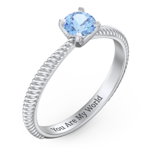 1/2 ct. Round Gemstone Engagement Ring with Twisted Rope Band