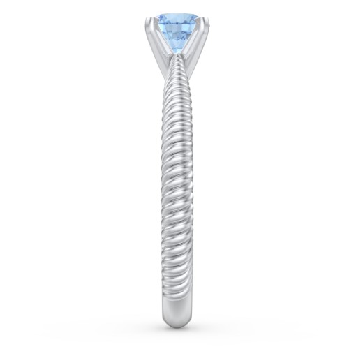 1/2 ct. Round Gemstone Engagement Ring with Twisted Rope Band