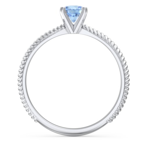 1/2 ct. Round Gemstone Engagement Ring with Twisted Rope Band