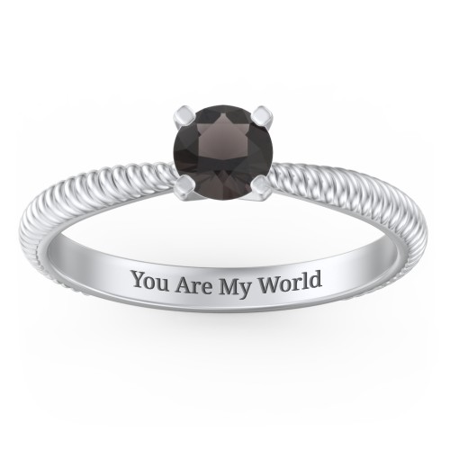 1/2 ct. Round Gemstone Engagement Ring with Twisted Rope Band