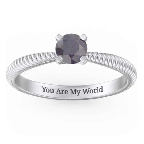 1/2 ct. Round Gemstone Engagement Ring with Twisted Rope Band