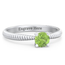 1/2 ct. Round Gemstone Engagement Ring with Twisted Rope Band in 925 Sterling Silver with Peridot