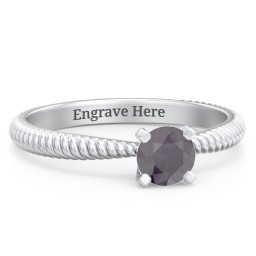 1/2 ct. Round Gemstone Engagement Ring with Twisted Rope Band in 925 Sterling Silver with Alexandrite