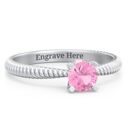 1/2 ct. Round Gemstone Peek-A-Boo Engagement Ring with Twisted Rope Band