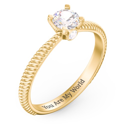 1/2 ct. Round Gemstone Peek-A-Boo Engagement Ring with Twisted Rope Band – 9kt Yellow Gold with Cubic Zirconia