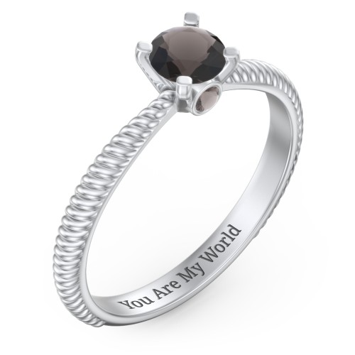 1/2 ct. Round Gemstone Peek-A-Boo Engagement Ring with Twisted Rope Band