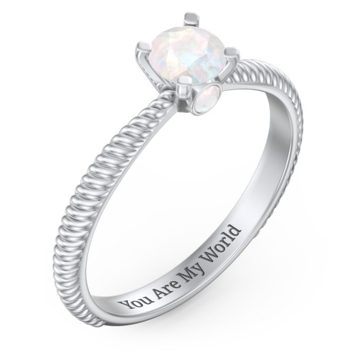 1/2 ct. Round Gemstone Peek-A-Boo Engagement Ring with Twisted Rope Band
