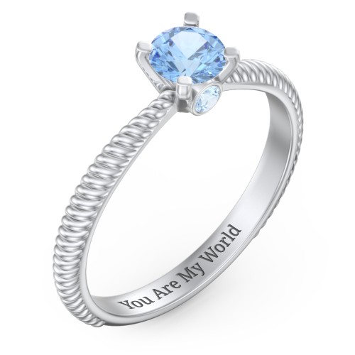 1/2 ct. Round Gemstone Peek-A-Boo Engagement Ring with Twisted Rope Band
