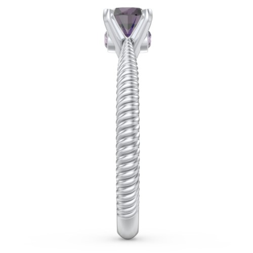 1/2 ct. Round Gemstone Peek-A-Boo Engagement Ring with Twisted Rope Band