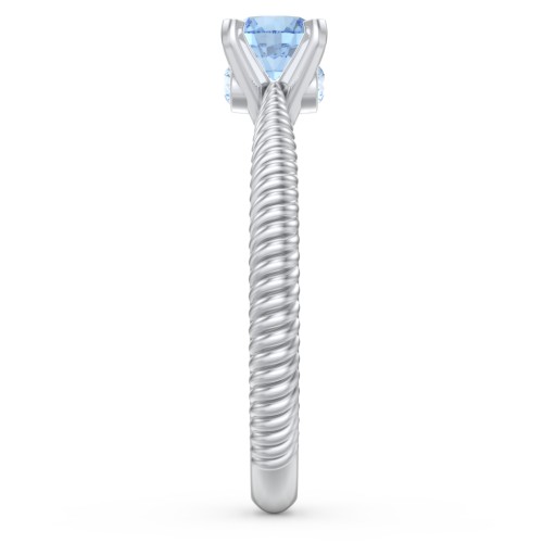 1/2 ct. Round Gemstone Peek-A-Boo Engagement Ring with Twisted Rope Band