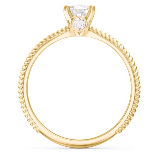 1/2 ct. Round Gemstone Peek-A-Boo Engagement Ring with Twisted Rope Band – 9kt Yellow Gold with Cubic Zirconia