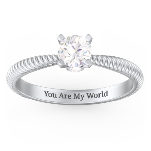 1/2 ct. Round Gemstone Peek-A-Boo Engagement Ring with Twisted Rope Band – Sterling Silver with Cubic Zirconia