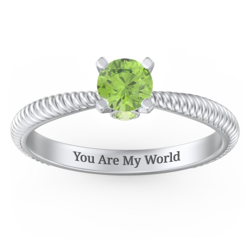 1/2 ct. Round Gemstone Peek-A-Boo Engagement Ring with Twisted Rope Band