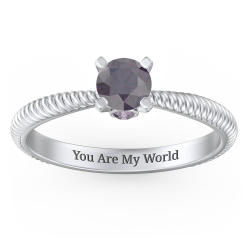 1/2 ct. Round Gemstone Peek-A-Boo Engagement Ring with Twisted Rope Band