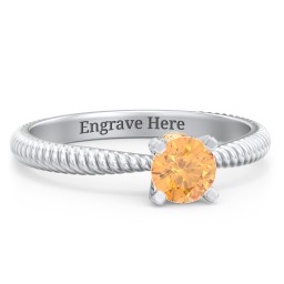 1/2 ct. Round Gemstone Peek-A-Boo Engagement Ring with Twisted Rope Band in 925 Sterling Silver with Citrine