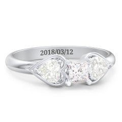 1/4 ct. Princess Gemstone Engagement Ring with Heart Stones