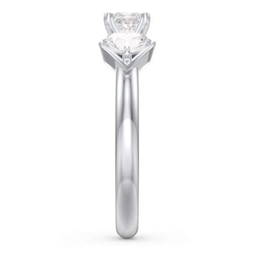 1/4 ct. Princess Gemstone Engagement Ring with Heart Stones – Sterling Silver with White Premium Zirconia and Cubic Zirconia