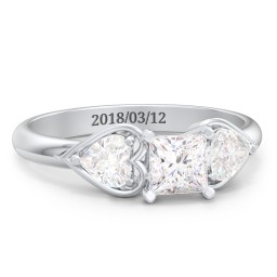 1/2 ct. Princess Gemstone Engagement Ring with Heart Stones