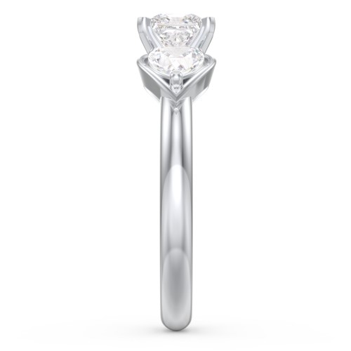 1/2 ct. Princess Gemstone Engagement Ring with Heart Stones