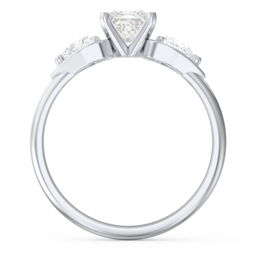 1/2 ct. Princess Gemstone Engagement Ring with Heart Stones