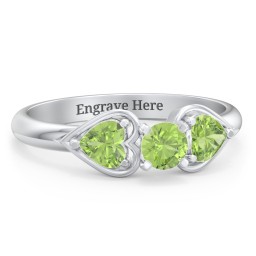 1/4 ct. Round Gemstone Engagement Ring with Heart Stones in 925 Sterling Silver with Peridot