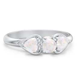 1/4 ct. Round Gemstone Peek-A-Boo Engagement Ring with Heart Stones