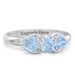 1/4 ct. Round Gemstone Peek-A-Boo Engagement Ring with Heart Stones in 925 Sterling Silver with Blue Topaz