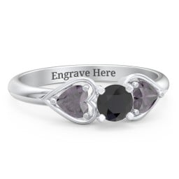 1/3 ct. Round Gemstone Engagement Ring with Heart Stones