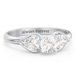 1/2 ct. Round Gemstone Engagement Ring with Heart Stones