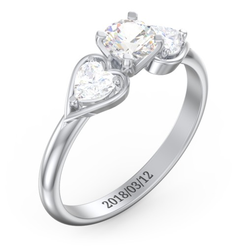 1/2 ct. Round Gemstone Engagement Ring with Heart Stones