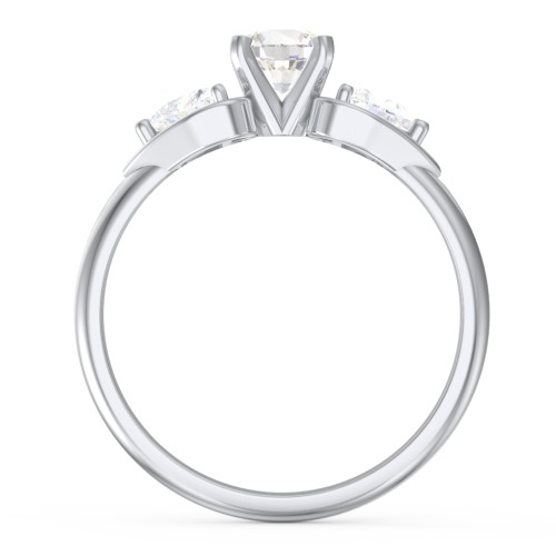 1/2 ct. Round Gemstone Engagement Ring with Heart Stones