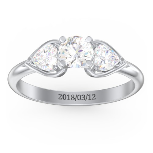 1/2 ct. Round Gemstone Engagement Ring with Heart Stones