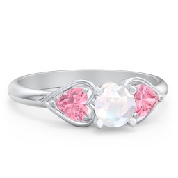 1/2 ct. Round Gemstone Peek-A-Boo Engagement Ring with Heart Stones