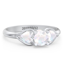1/2 ct. Round Gemstone Peek-A-Boo Engagement Ring with Heart Stones