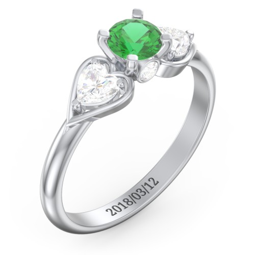 1/2 ct. Round Gemstone Peek-A-Boo Engagement Ring with Heart Stones