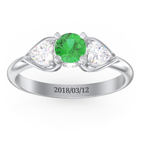 1/2 ct. Round Gemstone Peek-A-Boo Engagement Ring with Heart Stones