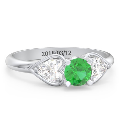1/2 ct. Round Gemstone Peek-A-Boo Engagement Ring with Heart Stones