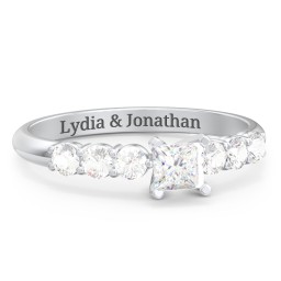 1/4 ct. Princess Gemstone Engagement Ring with Side Gemstones