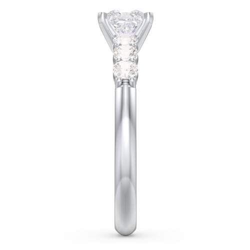 1/2 ct. Princess Gemstone Engagement Ring with Side Gemstones