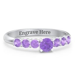 1/4 ct. Round Gemstone Engagement Ring with Side Gemstones